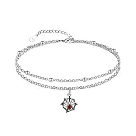 CHIC & ARTSY Anklets for Women 925 Sterling Silver Layered Anklet Bracelet Spider Pendant Chain Anklet Adjustable Anklet Jewelry for Women