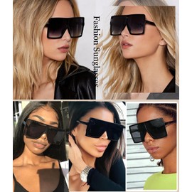 Dollger Square Oversized Sunglasses for Women Men Fashion Big Black 70s Sunglasses Shades Leopard