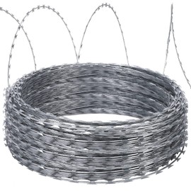 Razor Wire 250FT, 10 Rolls Razor Barbed Wire, Per Roll Razor Wire Fencing Razor Fence, Galvanized Steel Razor Wire Barbed Wire for Garden, Fence, Farm