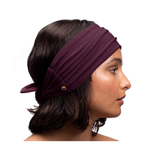 BLOM Beau Tie Adjustable Headband. for All Head Sizes. Tie Up Head Wrap Headband for Fashion, Sports, Running and Yoga. (Vigneto)