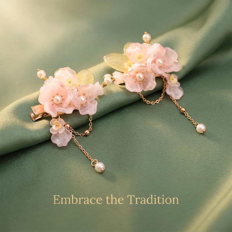1 Pair Chinese Hair Clips For Women Pink