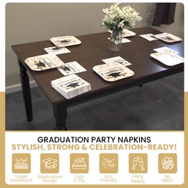Iconikal 48-Count Graduation Party Napkins Disposable Paper Dinner Size, Congratulations Graduate