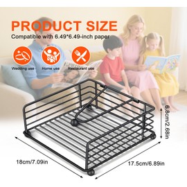 2Pcs Napkin Holder, Black Napkin Holder for Table, Square Paper Napkin Holders, Metal Cocktail Napkin Holder Suitable for Kitchen, Dinner Table, Cocktail Bar