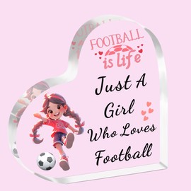 SDOFY Football Gifts Acrylic Plaque Football Gifts for Girls Girls Football Gifts Just a Girl Who Loves Football