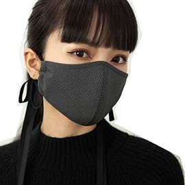 sacheck-mask-jpku nosewire checkered bow mask washable mask cold touch feeling mask female sacheck-mask-jpku black