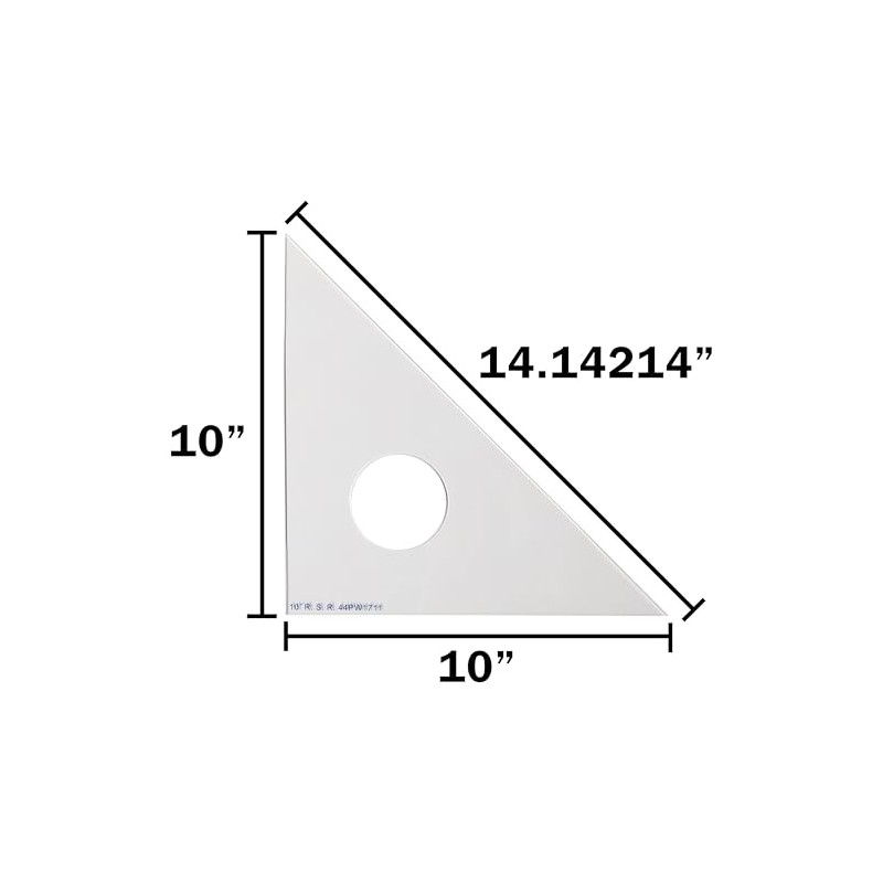 10-inch 45-45-90 Drafting Triangle, Clear Plastic