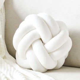 Uvvyui Knot Pillow Ball, Soft White Home Decor Knotted Pillows, Cute 8" Knot Pillow Round Velvet Plush Throw Pillow, Aesthetic Decorative Pillows for Bed, Floor, Couch, Bedroom