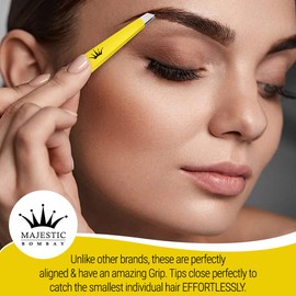 Majestic Bombay Fine Point + Slant Tweezers for Women and Men – Splinter Ticks, Facial, Brow and Ingrown Hair Removal–Sharp, Needle Nose, Surgical Tweezers Precision best tweezers for chin hair