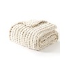 YnM Chunky Throw Blanket, Hand Knitted with Chenille Yarn, Skin