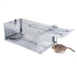 Live Trap Mouse Trap, XXL Premium Rat Trap Highly Sensitive Mouse Food Trap, Animal Friendly & Reusable Trap Suitable for Kitchen Garden Warehouse (Silver)