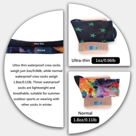 SuMade Ultra Thin Waterproof Golf Socks, Women Lightweight Breathable Athletic Wading Socks Neoprene Socks Insulated Wet Weather Fishing Boating Rowing Crew Socks (Black-Red Star, Small)