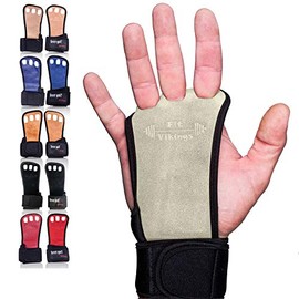 Gymnastics Grips - Gloves for Crossfit - Calisthenics Equipment, Pull Up Grips, Hand Grips, Leather Lifting Grips, Workout Grips with Wrist Wraps - Gym Gloves for Men and Women to Crush Your WOD