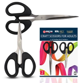 SOL 2pk Craft Scissors for Adults, Different Size Multipurpose Sharp Paper Scissors for Sewing, Scrapbooking, Precision Cutting Scissors for Crafting, Stationery Small Sharp Scissors for Home & Office