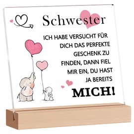 PRSTENLY Schwester Geschenke Geburtstag, Schwester Geschenke Acryl Dekor Geschenk für Frauen, Geburtstagsgeschenke für Schwester Weihnachtsgeschenke Hochzeit Geschenke Beste Freundin Freundschaft