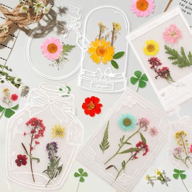 60Pcs Transparent Dried Flower Bookmarks,Handmade DIY Flower Bookmark Kit for Pressed Flowers Page Clips Bookmark,Clear Jars Stickers Set with Tweezers and 150 Open Tags - Pressed Flowers Excluded