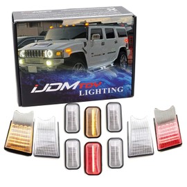 iJDMTOY 10pc Clear Lens Amber/Red Full LED Cab Roof Marker Light Kit Compatible With 2003-2009 Hummer H2 SUT, Replace OEM Red/Amber Lens Lamps/Bulbs