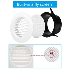 SDTC Tech 3 Inch Round Air Vent ABS Louver Grille Cover with Built-in Screen Mesh Detachable Soffit Air Exhaust Vent for Bathroom Kitchen Bedroom Office