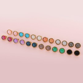JMTOBETOP Stainless Steel Round Druzy Multi Colored Stud Earring Set for Men Women Gold Plated Surgical Steel Faux Druzy Stud Earrings 12 Pairs (Gold 10mm)