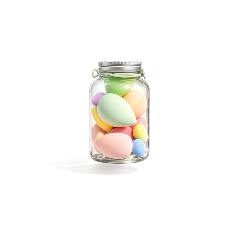 Set de 10 Esponjas de Maquillaje en Frasco Reutilizable –
