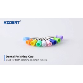 AZDENT Dental Contra Angle Rubber Polishing Silicone Cups Teeth Prophy Metal Handle