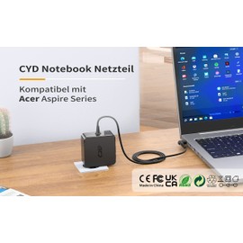 CYD 65 W Laptop Power Supply for Acer Charging Cable Laptop Aspire E15 ES1 E1 E5 E1-571, E5-575G, E1-510P, E1-521, E1-522, E1-531, E1-532, E1-532P, E1-572, E1-572 2P, 2P, 2P, E570, E1-731, E1-771,