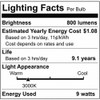 Satco S11400 LED Bulb, 9W, 120V, E26 ANSI Base, Non-Dimmable,