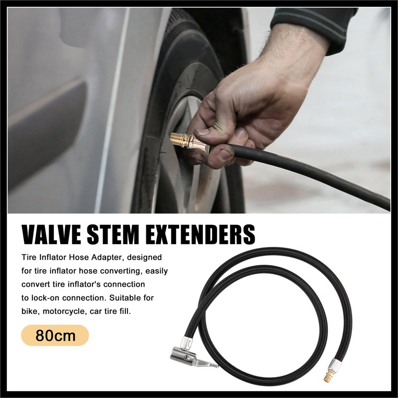 Hihaha 80cm 31" Tire Valve Stem Extension Inflator Extender Hose