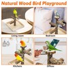 BNOSDM Portable Bird Perch Stand with Potty Tray,Natural Wood Round