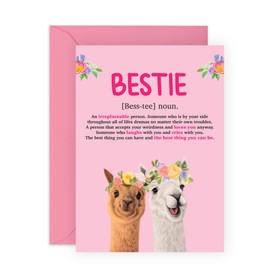 Central 23 Best Friend Birthday Card For Women - Besties Llamas - Sweet Words For Female Friends - Friendship Gifts For Her Bff Bestfriend - Comes With Fun Stickers