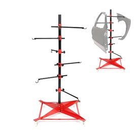 OCKYOOZ 71 Inch Universal Auto Panel Tree Paint Support, Automotive Doors Fenders Bumpers Support Rack, Auto Body Bumper Panel Holder Tree Paint Stand Holder with Adjustable Center Post, Red & Black