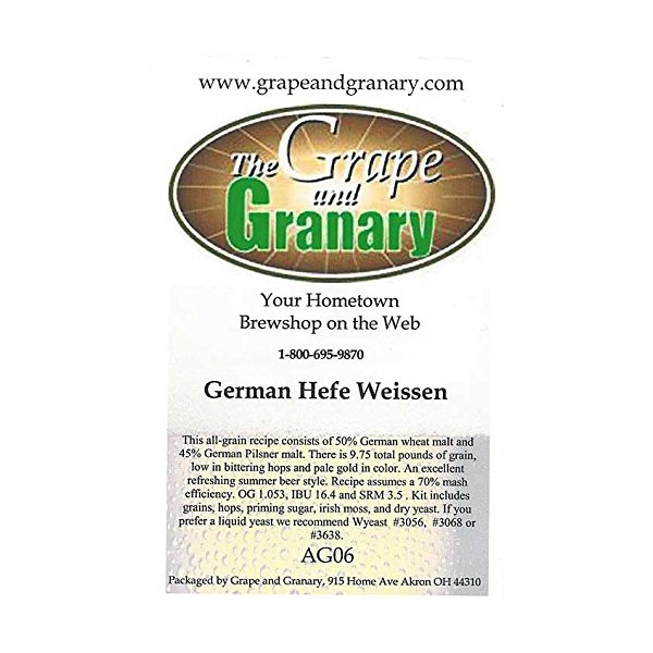 Grape and Granary All Grain German Hefe Weissen Beer Brewing Kit- For 5 US Gallons