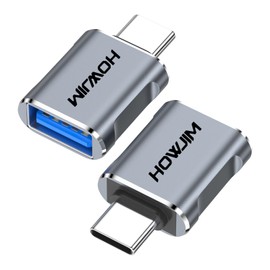 USB C to USB Adapter 2 Pack,10Gbps Data Transfer Fast Charging,USB C Male to USB 3.2 Female OTG Adapter for Phone 17/16/15 Pro Max,Pad Pro,M-acBook Pro/Air,D-ell XPS,Note-book,Phone,Laptop,Tablet Gray