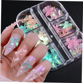 minkissy Beautiful Nail Bowknot Decors Iridescent Manicure Accessories for Girls for Home and Salon Use Creative Nail Art Decor