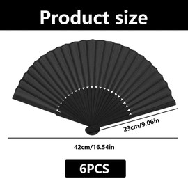 6 Pcs Folding Hand Fan, Paper Fan, Hand Fan Folding, Fan Handheld Paper,Spanish Fan, For Wedding, Party, Outdoor Events, Lightweight Manual Fans With Classic Design