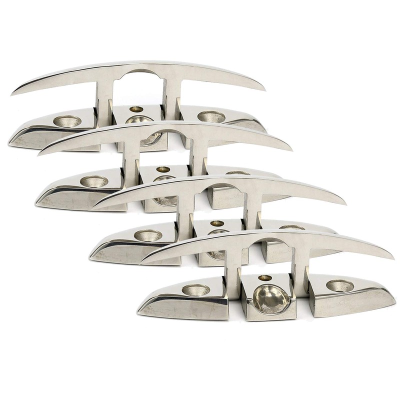 Amarine Made 4 Pack of 6 Stainless Folding Cleat, Flip-up