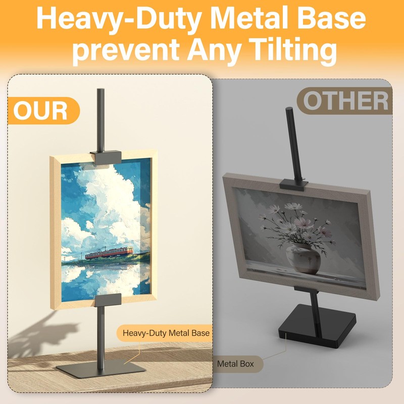 Tabletop Picture Frame Stand,Heavy Metal Base 2 Adjustable Size Table