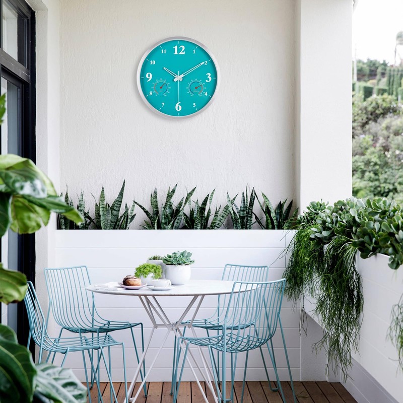 Outdoor Clock Waterproof with Thermometer and Hygrometer Combo 12 Inch