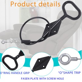 Replacement of D-ring handle for recliner cable, compatible with lazy handle parachute recliner release cable, 22 inch O-shaped tilt handle cable, sofa recliner repair and replacement (2 pieces)