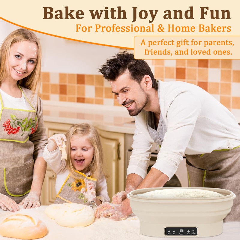 PChero Heating Sourdough Bread Proofing Basket with 6 Temp &