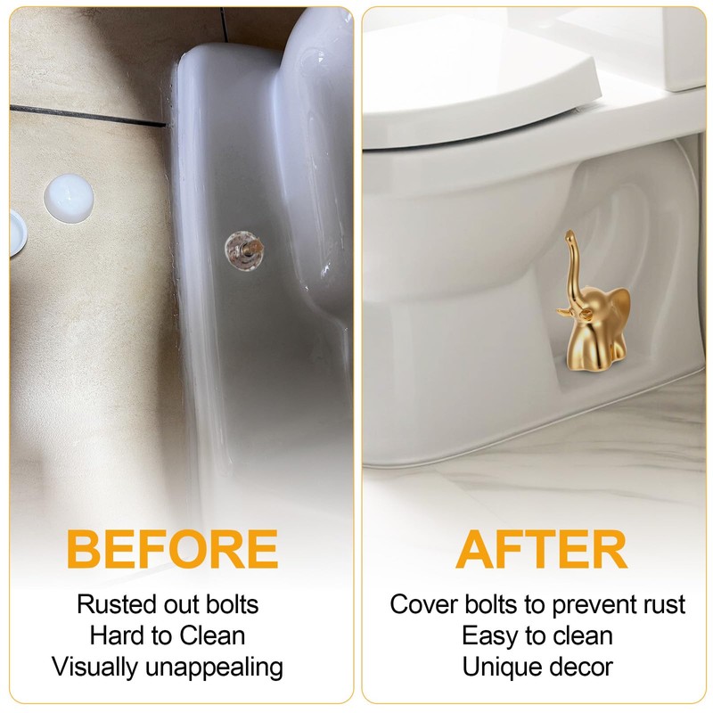 2 Pack Toilet Bolt Covers Decorative,Lovely Ceramic Elephant Cat Shaped