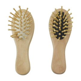 2-Pack Bamboo Travel Hairbrush Set - Natural Bristles for All Hair Types, Gentle Scalp Massage, Anti-Static Detangling - Perfect for Beach, Vacation, and On-the-Go Use