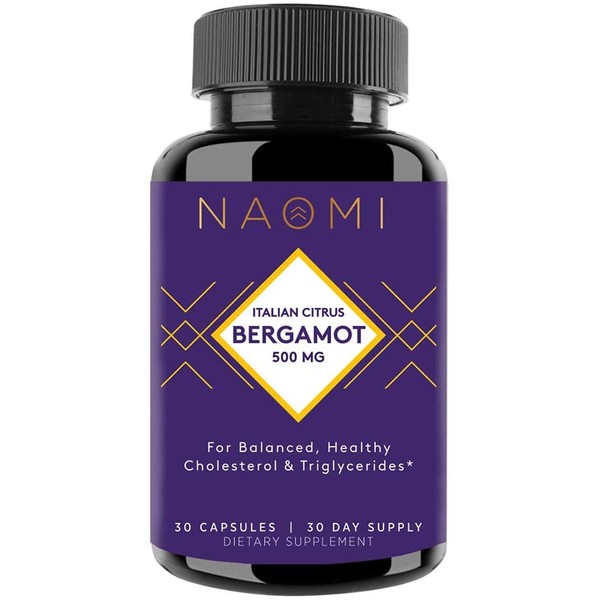 NAOMI Italian Citrus Bergamot 500mg, Supplement for Cholesterol & Cardiovascular Health, Antioxidant & Healthy Inflammatory Response, 30 Veggie Capsules