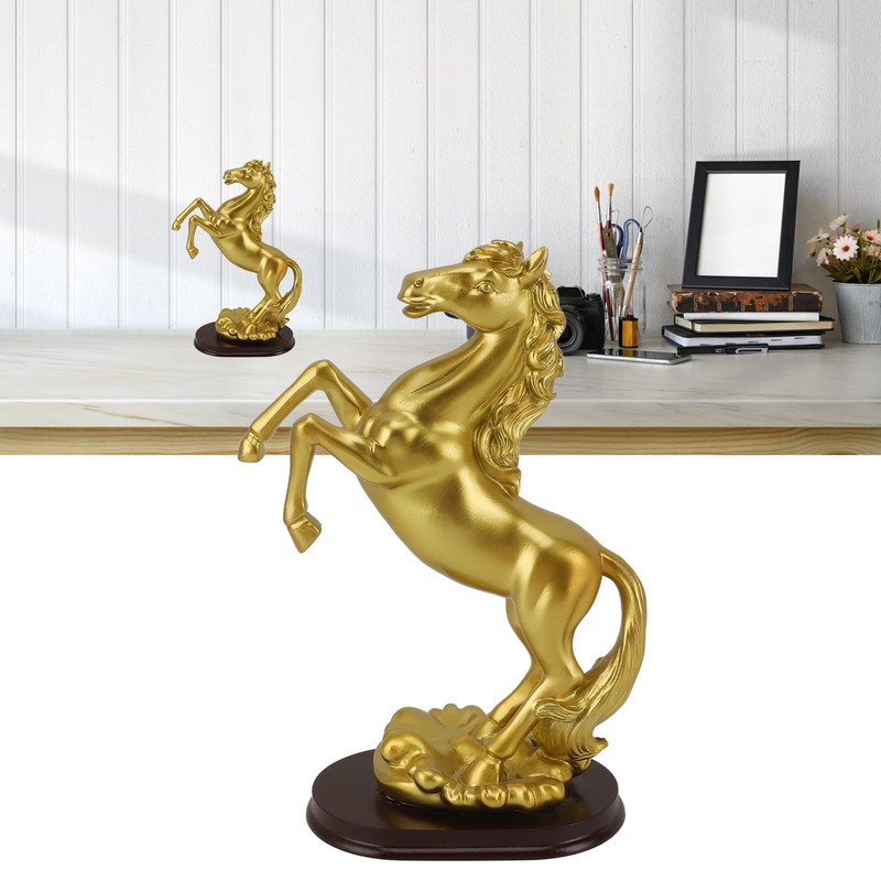 Horse Statue Gold Synthesized Resin Unique Horse Art Figurine for
