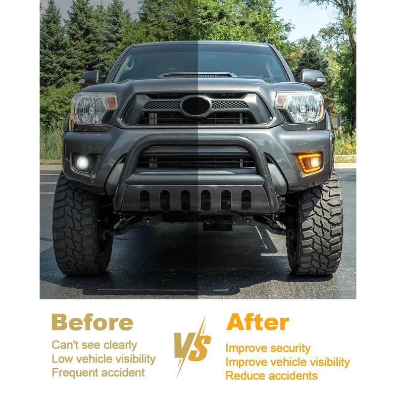 TBHOO - Luces antiniebla LED para Toyota Tacoma DRL ámbar