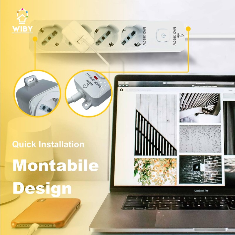 Wiby Power Strip with 4 Sockets (Schuko 10 A) Cable