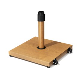 JOINHOM 42lbs Patio Umbrella Base with Wheels - Heavy Duty Outdoor Patio Market Umbrella Stand for Deck, Poolside, Balcony, Wind-Resistant Design, Decorative Wood Pattern