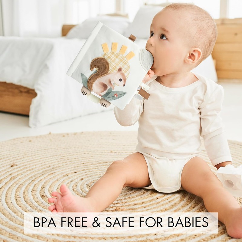 Soft Sensory Baby Cloth Book with Touch & Feel Pages,