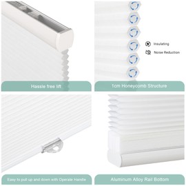 Homebox Cordless Cellular Shades for Home Office, Thermal Insulated Lighting Filtering Room Darkening Window Blinds, Honeycomb Shades for Windows White 23" W×64" H