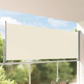 vidaXL Side Awning Cream Screen, Grey Stand