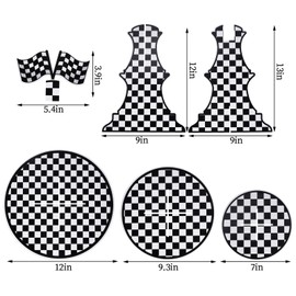 3-Tier Round Cardboard Cupcake Stand, Racing Car Theme Cardboard Cupcake Holder Dessert Display Stand Tower, Black and White Checkered Car Party Decorations Supplies